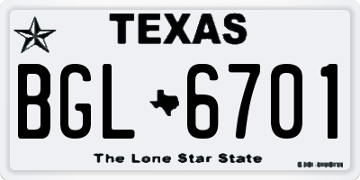 TX license plate BGL6701