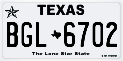 TX license plate BGL6702