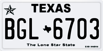 TX license plate BGL6703
