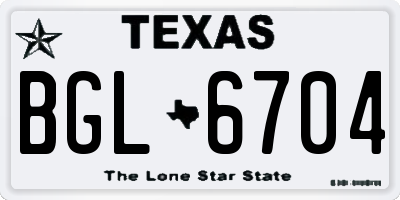 TX license plate BGL6704