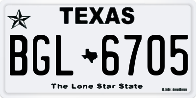 TX license plate BGL6705