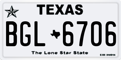 TX license plate BGL6706