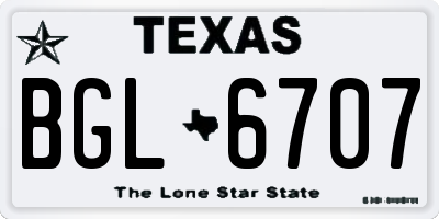TX license plate BGL6707