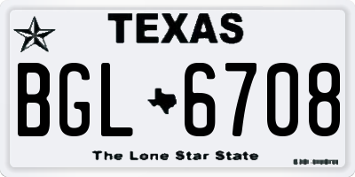 TX license plate BGL6708