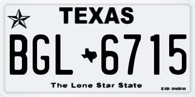 TX license plate BGL6715