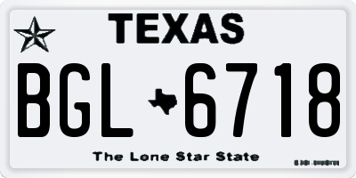 TX license plate BGL6718