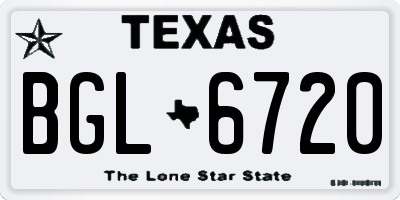 TX license plate BGL6720