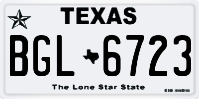 TX license plate BGL6723