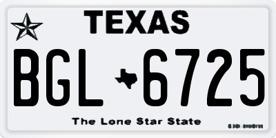 TX license plate BGL6725