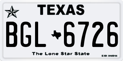 TX license plate BGL6726
