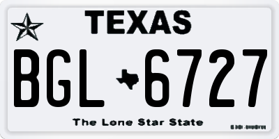 TX license plate BGL6727