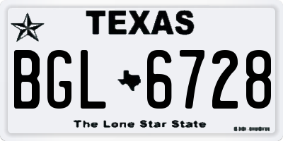 TX license plate BGL6728