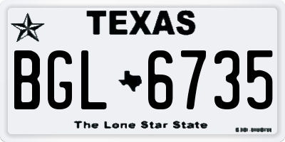 TX license plate BGL6735