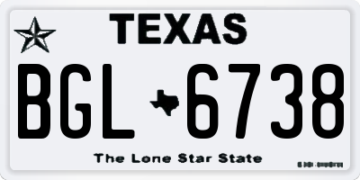 TX license plate BGL6738