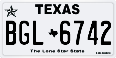 TX license plate BGL6742