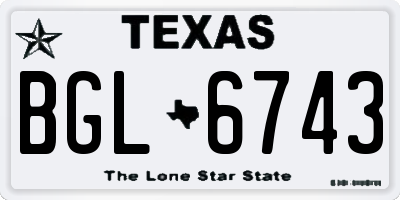 TX license plate BGL6743