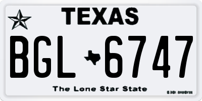 TX license plate BGL6747