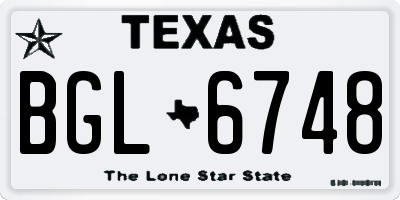 TX license plate BGL6748