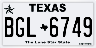 TX license plate BGL6749