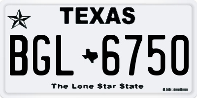 TX license plate BGL6750