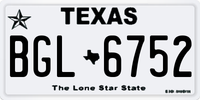 TX license plate BGL6752