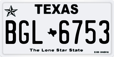 TX license plate BGL6753