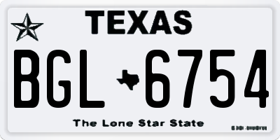TX license plate BGL6754