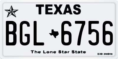 TX license plate BGL6756