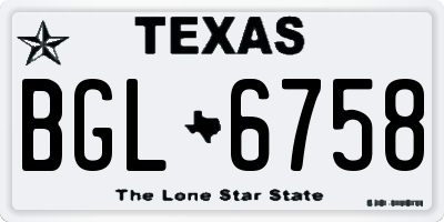 TX license plate BGL6758
