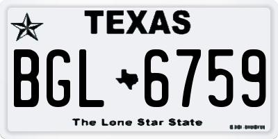 TX license plate BGL6759