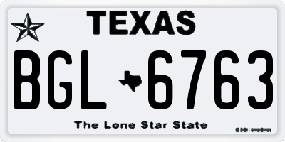 TX license plate BGL6763