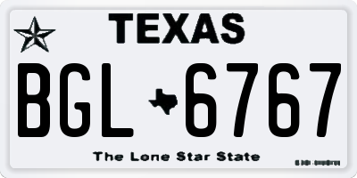 TX license plate BGL6767