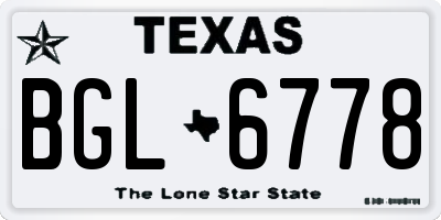TX license plate BGL6778