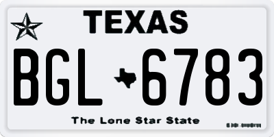 TX license plate BGL6783