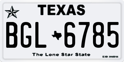 TX license plate BGL6785