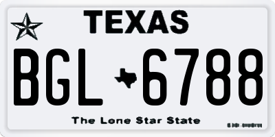 TX license plate BGL6788