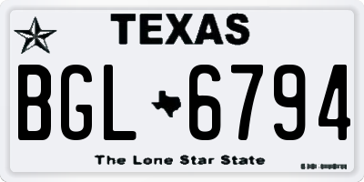 TX license plate BGL6794