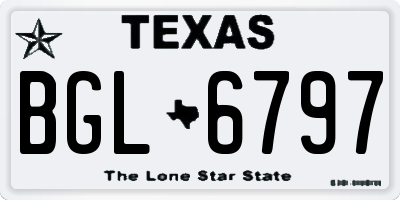 TX license plate BGL6797