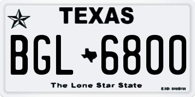 TX license plate BGL6800