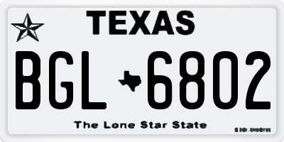 TX license plate BGL6802