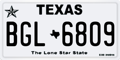 TX license plate BGL6809