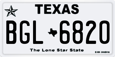 TX license plate BGL6820