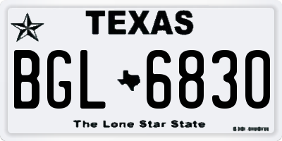 TX license plate BGL6830