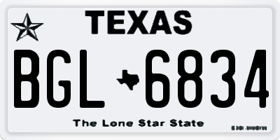 TX license plate BGL6834