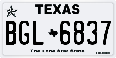 TX license plate BGL6837