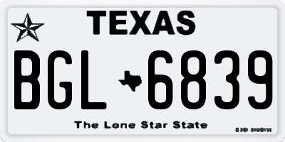 TX license plate BGL6839