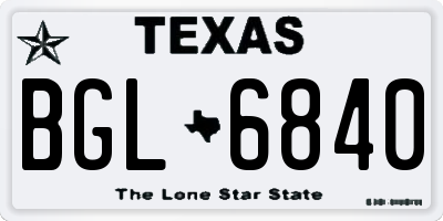 TX license plate BGL6840