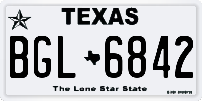TX license plate BGL6842