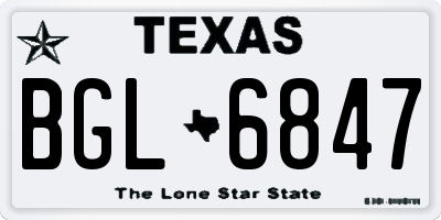 TX license plate BGL6847