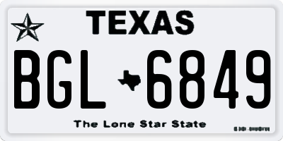 TX license plate BGL6849